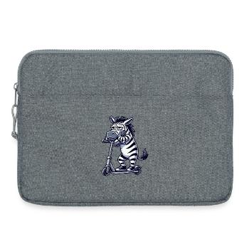 Funny Zebra Boredom Annoyed Cartoon Scooter - Laptop bag 15" - heather grey - Front