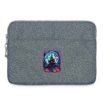 Mondschein-Spukschloss mit Fledermäusen - Laptoptasche 15" - Grau meliert - Vorne