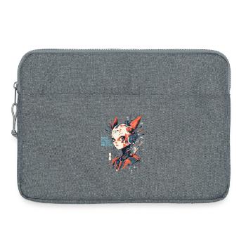 Manga Cyborg-Girl - Fox ears zero fears - Laptop bag 15" - heather grey - Front