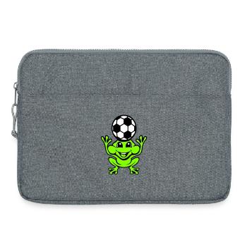 Frog Soccer Header Ball Playing Toad - Laptop bag 15" - heather grey - Front