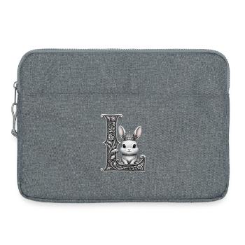 La Lettre L ornée lapin couronné - Sacoche pour ordinateur portable 15 pouces - gris chiné - Devant