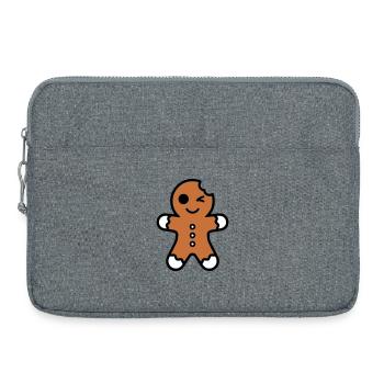 Funny bitten gingerbread man christmas - Laptop bag 15" - heather grey - Front