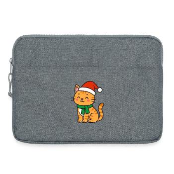 Kawaii Christmas Kitten - Laptop bag 15" - heather grey - Front