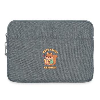 Süßes Eichhörnchen mit Buch-Nüssen über das Lesen von Wortspiel - Laptoptasche 15" - Grau meliert - Vorne
