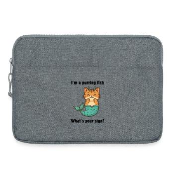 Süße Fische Katze – Sternzeichen voller Magie - Laptoptasche 15" - Grau meliert - Vorne