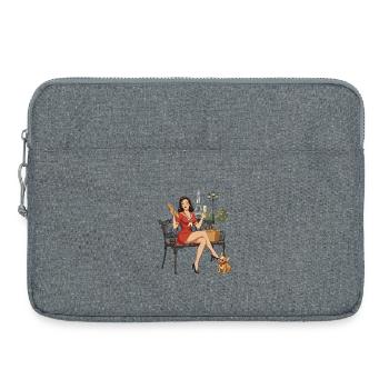 Paris Pin-up on Bench - Laptop bag 15" - heather grey - Front