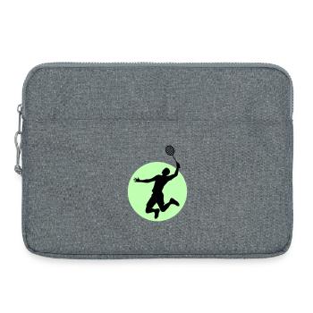 Silhouette du joueur de badminton – Puissance écrasante - Sacoche pour ordinateur portable 15 pouces - gris chiné - Devant