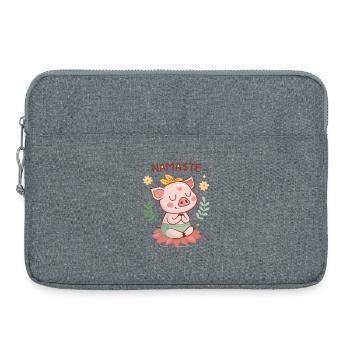 Namaste Zen Pig auf Lotus - Laptoptasche 15" - Grau meliert - Vorne