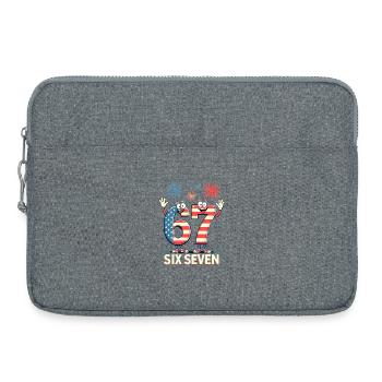 US Flag 67 Memes Six Seven - Sacoche pour ordinateur portable 15 pouces - gris chiné - Devant