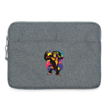 Bunter stehender Schimpanse Affe Pop Art Motiv - Laptoptasche 15" - Grau meliert - Vorne