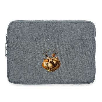 Waldtiere vereint – Hirsch Fuchs Bär Illustration - Laptoptasche 15" - Grau meliert - Vorne