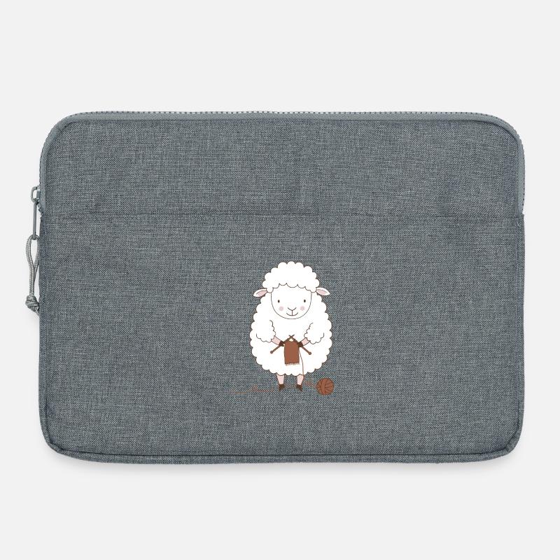 Sheep Knitter Wool and Needles - Laptop bag 15" - heather grey