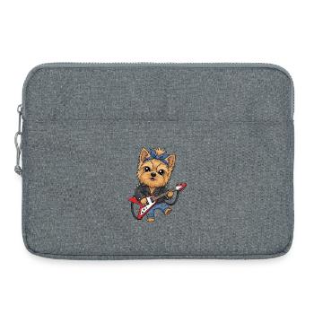 Yorkie punk à la guitare - Sacoche pour ordinateur portable 15 pouces - gris chiné - Devant