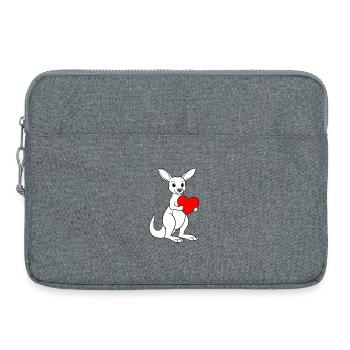 Kangourou blanc au cœur rouge - Sacoche pour ordinateur portable 15 pouces - gris chiné - Devant