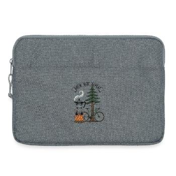 Gravure sur bois de moto Moka Brew Ride Repeat - Sacoche pour ordinateur portable 15 pouces - gris chiné - Devant