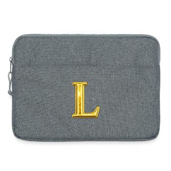 Golden L Monogram - Laptop bag 15" - heather grey - Front