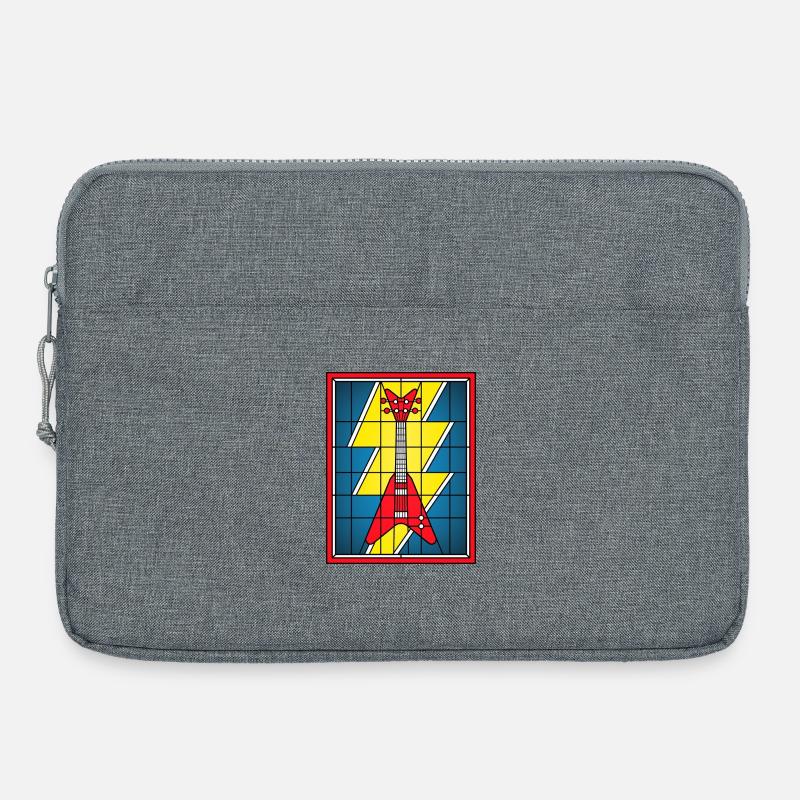 Glasmaleri-Gitarre mit Blitz - Laptoptasche 15" - Grau meliert