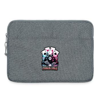 Poker Schädel Neon Look - Laptoptasche 15" - Grau meliert - Vorne