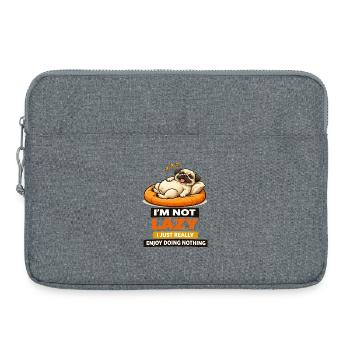 Pas paresseux, juste un petit carlin qui ne profite de rien. - Sacoche pour ordinateur portable 15 pouces - gris chiné - Devant