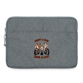 Adoptiere einen Hund - Rette ein Leben! Motorrad - Laptoptasche 15" - Grau meliert - Vorne