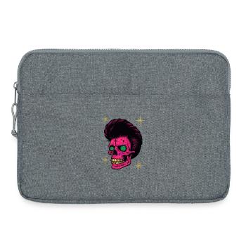 Crâne avec grilles sur les dents Motif de T-shirt. - Sacoche pour ordinateur portable 15 pouces - gris chiné - Devant