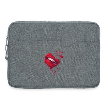 Baiser sur les lèvres avec éclaboussure de cœur - Sacoche pour ordinateur portable 15 pouces - gris chiné - Devant