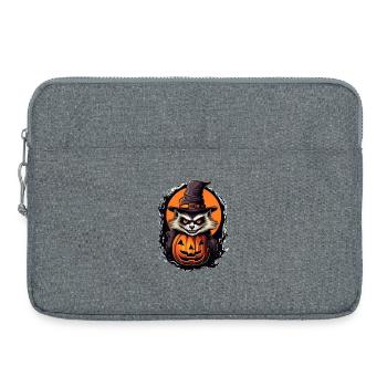 Spooky Halloween Cat with Witch Hat - Laptop bag 15" - heather grey - Front