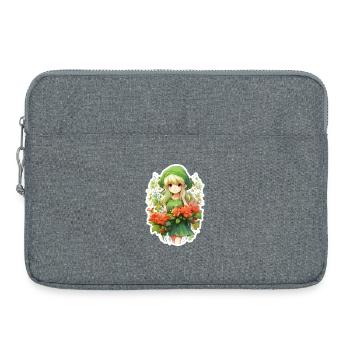 Blondes Elfenmädchen Blumenfeld Fantasy Shirt - Laptoptasche 15" - Grau meliert - Vorne