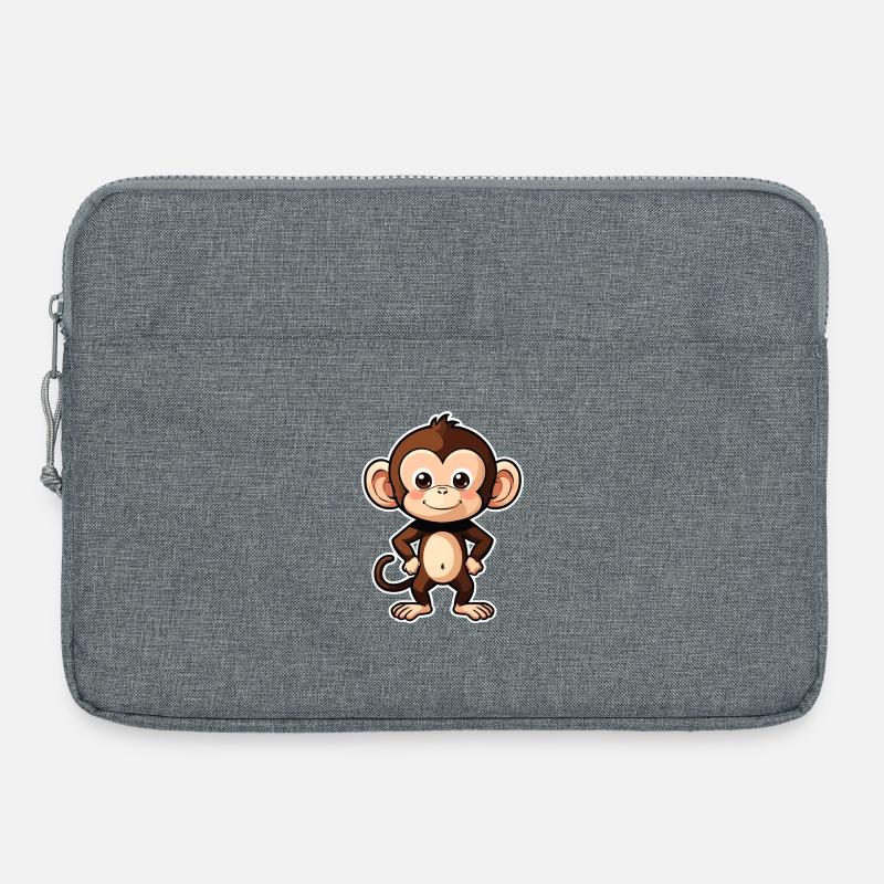 Kleiner niedlicher Babyaffe, Affe, Äffchen - Laptoptasche 15" - Grau meliert