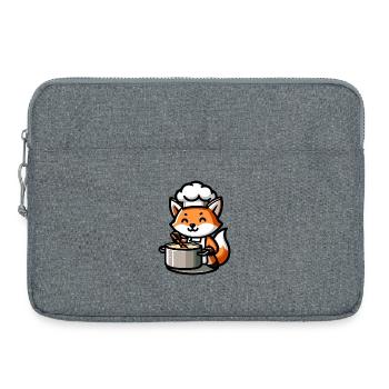 Kulinarisches Set: Der fuchsige Koch - Laptoptasche 15" - Grau meliert - Vorne