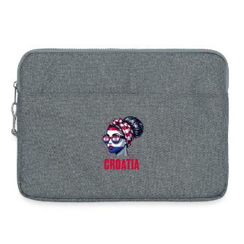 Élégante Croatie Girl : Rétro chic avec une touche moderne - Sacoche pour ordinateur portable 15 pouces - gris chiné - Devant