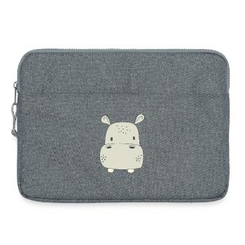 Playful hippo motif for children - Laptop bag 15" - heather grey - Front