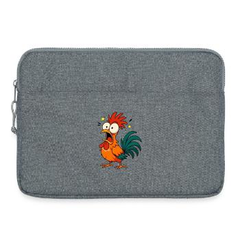 Crazy Rooster – Funny Chicken Cartoon Meme Design - Laptop bag 15" - heather grey - Front