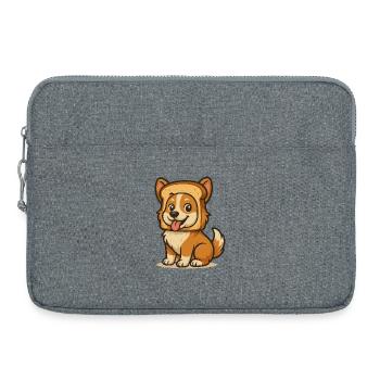 Cute Dog with Bread Face Design - Laptop bag 15" - heather grey - Front