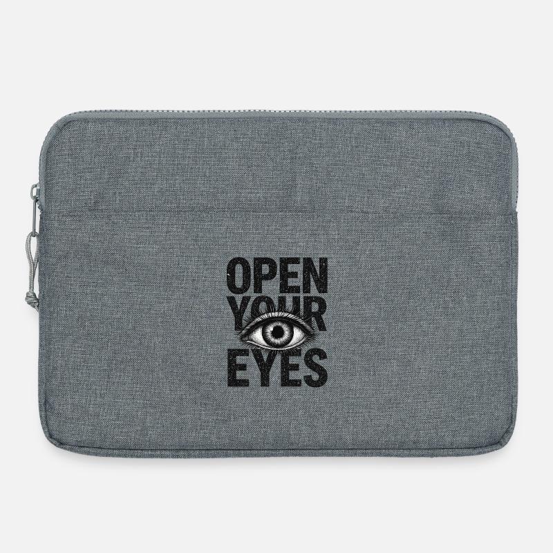 Ouvrez les yeux - Conception du symbole de l’œil - Sacoche pour ordinateur portable 15 pouces - gris chiné
