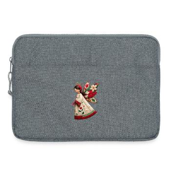 Ange de Noël avec des fleurs de Noël - Sacoche pour ordinateur portable 15 pouces - gris chiné - Devant
