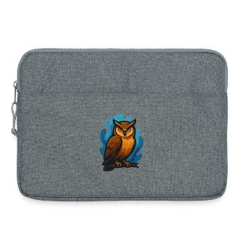 Hibou brun contre les vagues bleues - Sacoche pour ordinateur portable 15 pouces - gris chiné - Devant