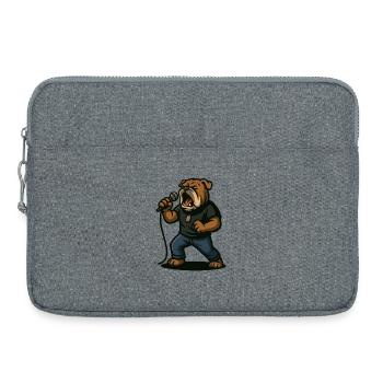 Rocksängerin Bulldogge mit Mikrofonkunst - Laptoptasche 15" - Grau meliert - Vorne