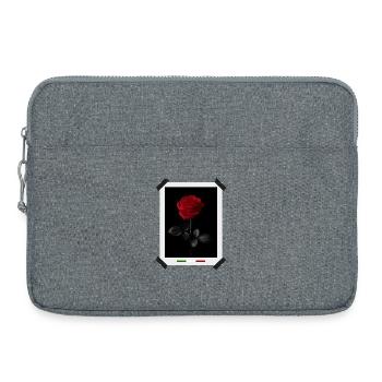 Rote Rose auf schwarzer italienischer Flagge - Laptoptasche 15" - Grau meliert - Vorne