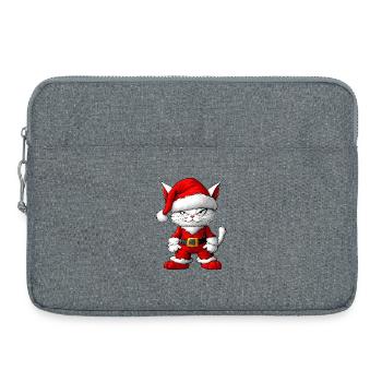 Chat de Noël - Sacoche pour ordinateur portable 15 pouces - gris chiné - Devant