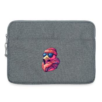 Cool Flamingo Winter Streetwear portant des lunettes de soleil - Sacoche pour ordinateur portable 15 pouces - gris chiné - Devant