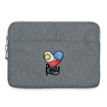 Philippine Flag Heart Print - Laptop bag 15" - heather grey - Front
