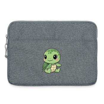 Cute Turtle Cartoon Laughing Joy Water Lily - Laptop bag 15" - heather grey - Front