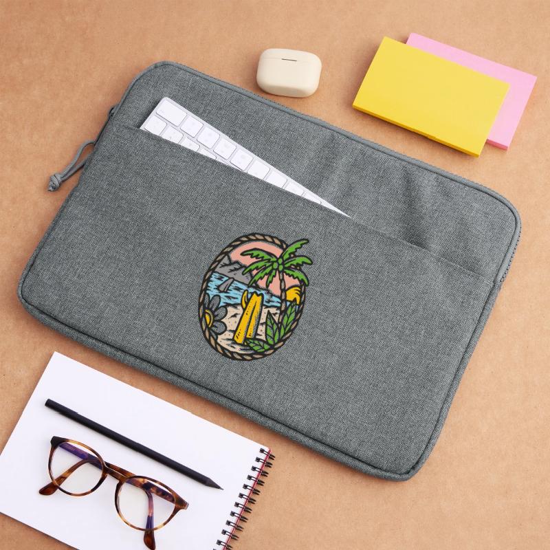 Beach Dream Palm Tree Waves Circle Frame Laptop bag 15"