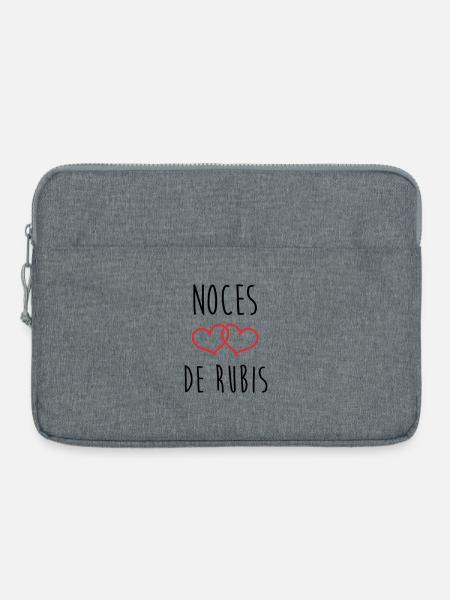 Noce de Rubis 35 ans de mariage - Sacoche pour ordinateur portable 15 pouces - gris chiné