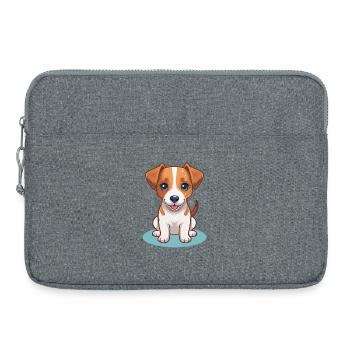 Petit chiot de dessin animé - Sacoche pour ordinateur portable 15 pouces - gris chiné - Devant