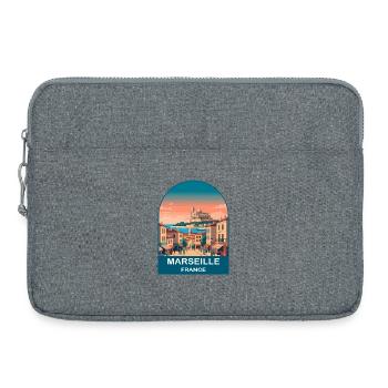 Poster de voyage vintage à Marseille, France, Port City - Sacoche pour ordinateur portable 15 pouces - gris chiné - Devant