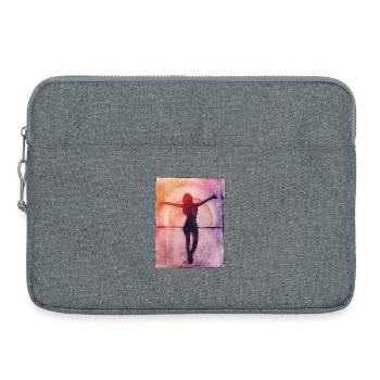 Femme au bord de la mer - Gravé à la main à imprimer - Sacoche pour ordinateur portable 15 pouces - gris chiné - Devant