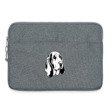 Basset-Hound_Hund_schwarzweiss - Laptoptasche 15" - Grau meliert - Vorne