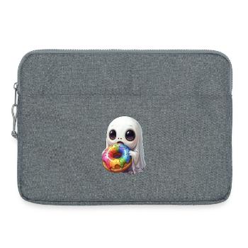 Creepy Cute Donut Ghost - Laptop bag 15" - heather grey - Front